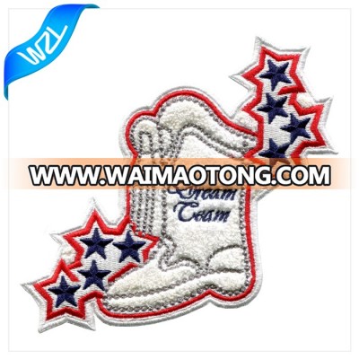 Fashion design shoes chenille patches embroidery, Sew on chenille patch for clothes