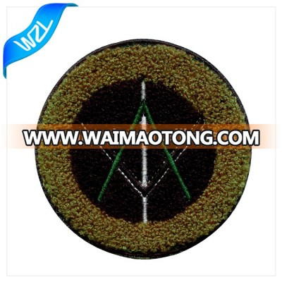 Custom shaped chenille embroidered patches labels, cheap chenille garment patches